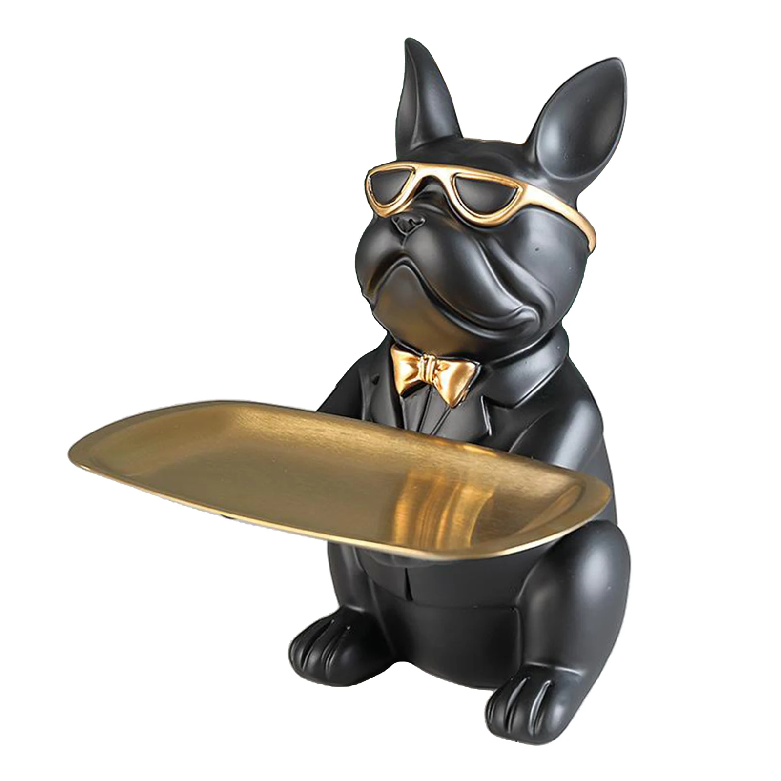 Figura de resina de bulldog directamente de fábrica, bandeja de dulces en forma de perro, plato de fruta con forma de animal, decoración para el hogar, artesanías decorativas
