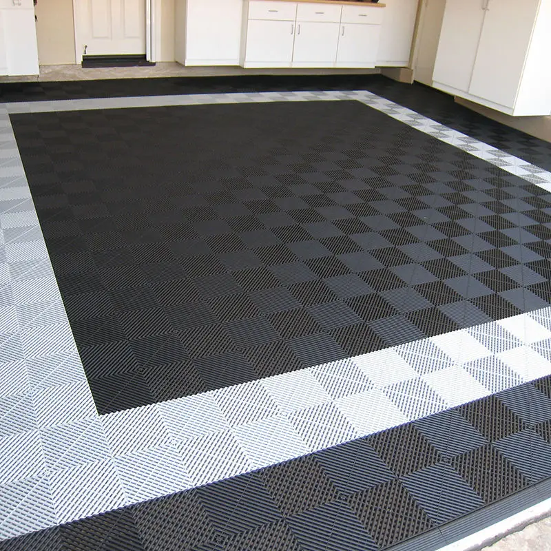 Interlocking Plastic Garage Floor Tiles, Modular Rubber, Heavy