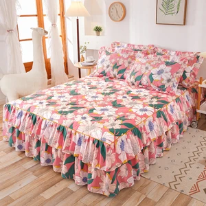 2023 Lazada Best Selling Soft and Light Aloe Vera  Double Sided Padded King Size  Bed Skirt