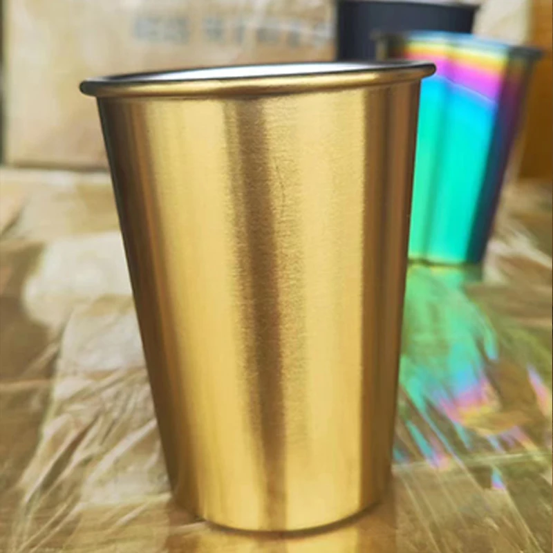 Custom Color Changing Stacking Stainless Steel Vacuum Mug Gold Cup Recyclable Party Cups Cold Beverage 20 oz 500 ml
