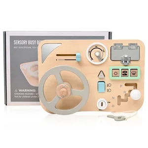 Montessori Toy Wooden Steering Wheel Sensory Toy Early Educational Activity Board Wooden Busy Board for Kids 3 4 5