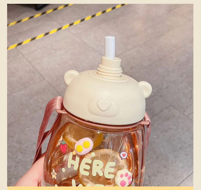 Wholesale Hot sale gifts plastic big belly cute kawaii bear water bottle  for girls From m.