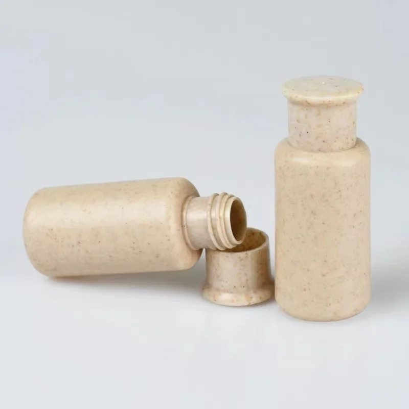 China Manufacturer Eco Friendly Degradable Biodegrade Material Wheat Straw Plastic Cosmetic Skin Care Bottles