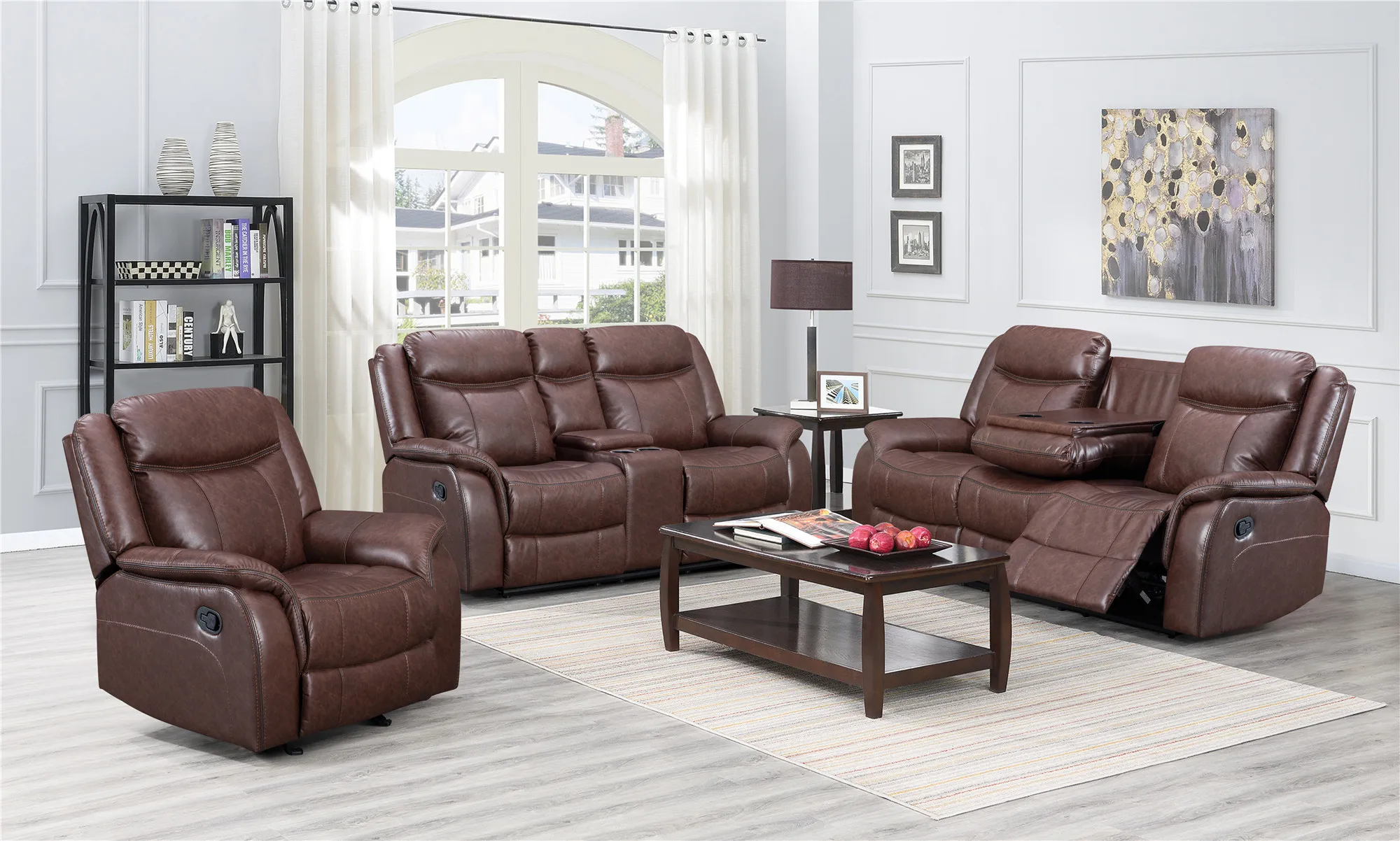 Divano poltrona reclinabile in pelle sintetica a posti con