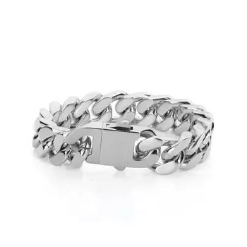 Men's Stylish Ethnic Four-Sided Grinding Chain Stainless Steel Hip Hop Cuban Bracelet Titanium Steel Fashionable Bangles Gift