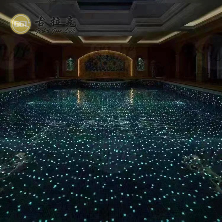 Mosaïque De Piscine En Verre Royal Bleu Changeant – 10 Matrices 316x316mm – Iridescent
