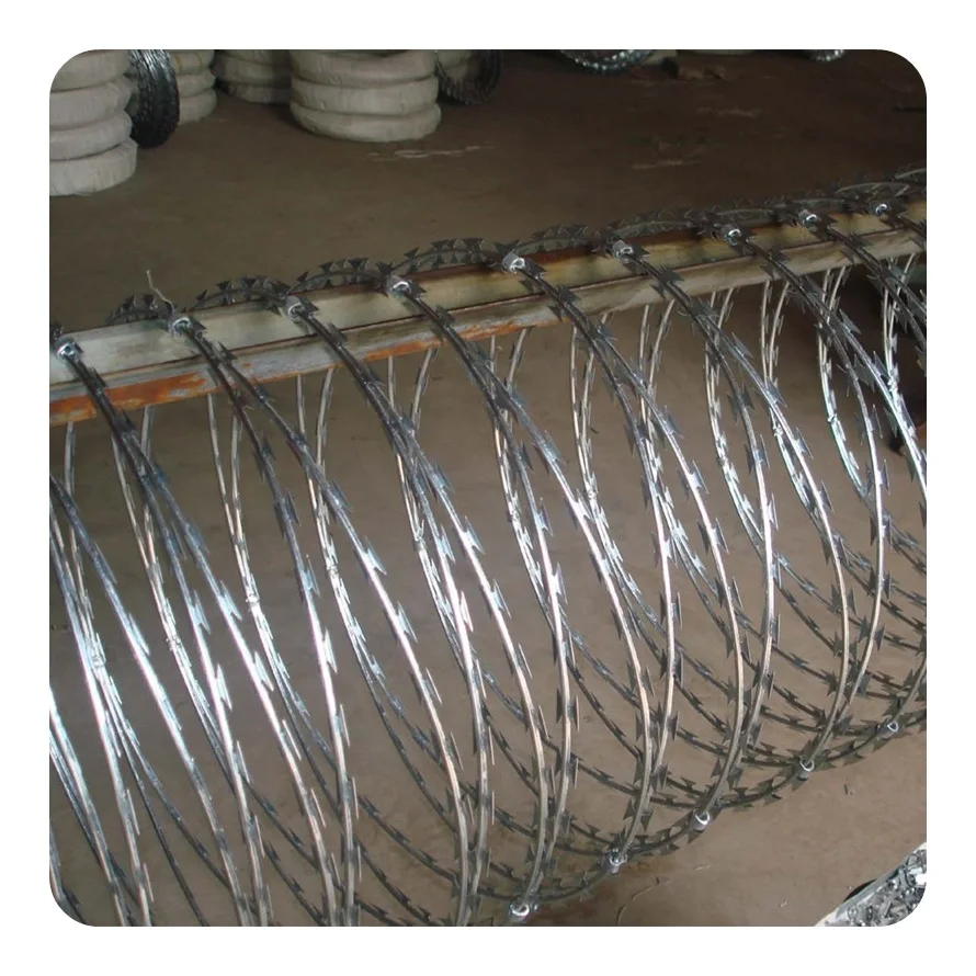 Galvanised Razor Wire Steel Security Fencing Farm Concertina Bracket Barbed 