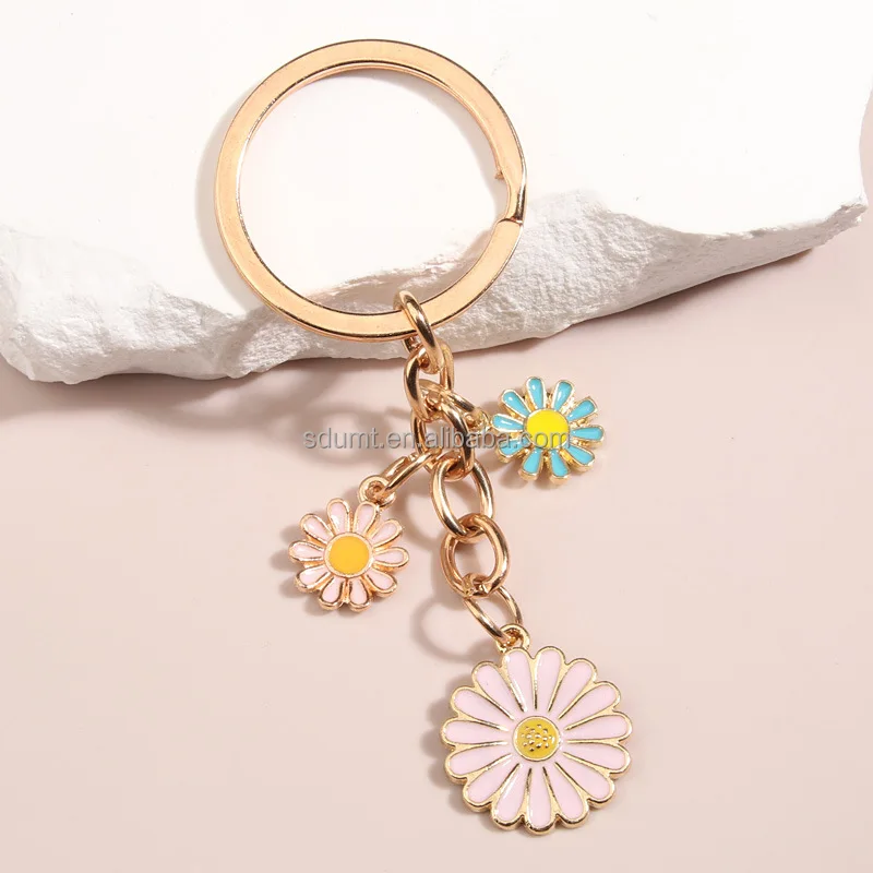 Hot Sale Supply Women's Flower Bag Charms Enamel Keychain Purse ...