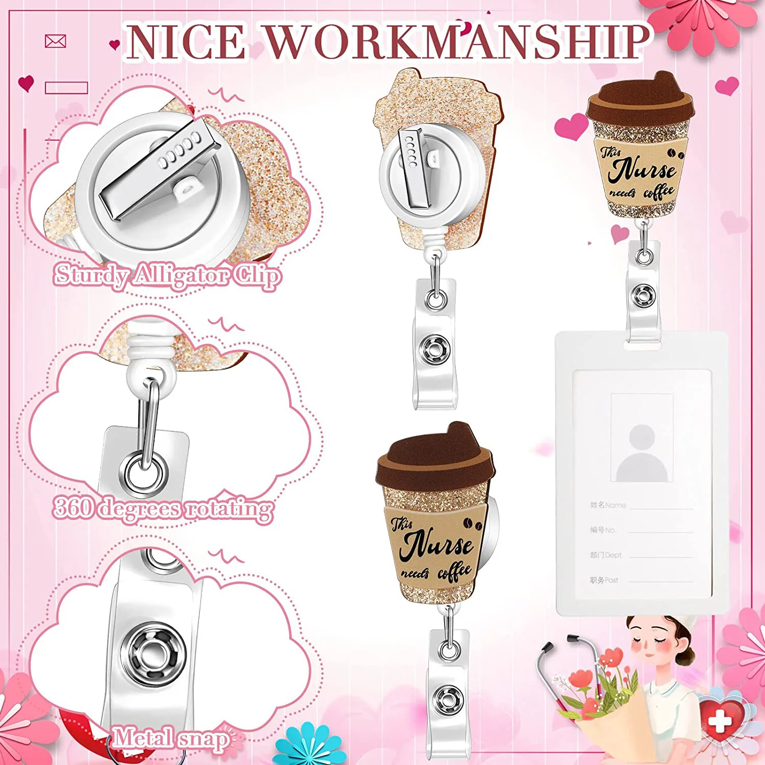 New Nurse Badge Holder Reel With Bling Badge Reel Logo Buy New Nurse