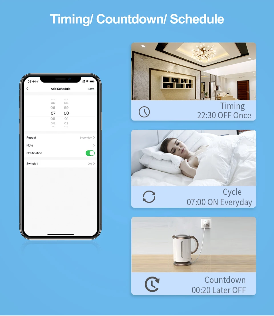 Smart Life App Remote Control Switches - Tuya Alexa Timer