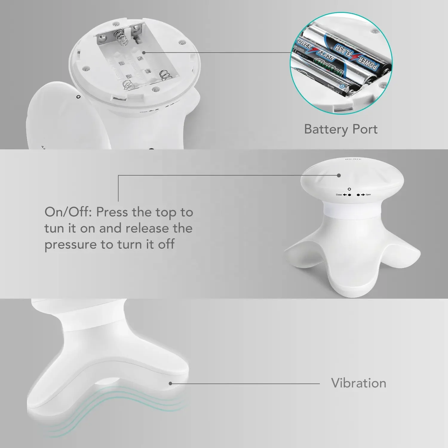 2 in 1 USB and Battery Powered Mini Head and Body Massager Electric Vibrating Triangle Mini Massage Machine