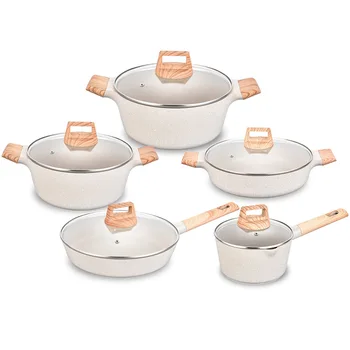 Durable Popular granite non stick coated aluminum cast iron cookware set non stick variety cookware forged cookware for camping