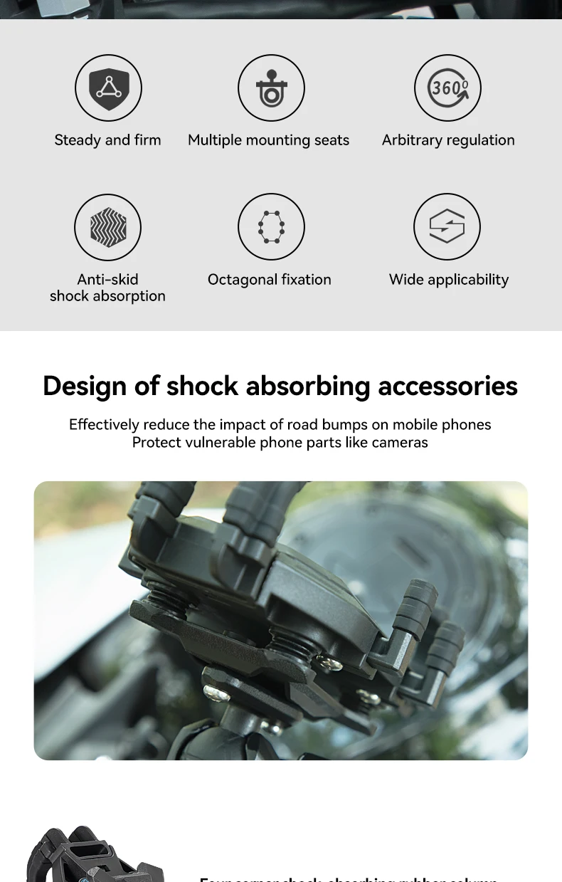 product sumu universal aluminum alloy phone mount holder shock absorbing anti theft screw stability dual port fast charging bicycle-3
