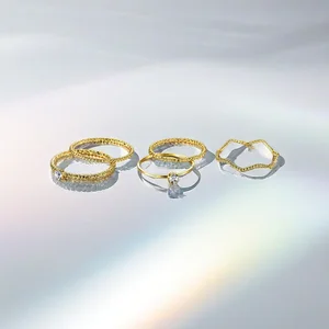 Muxcor Gold Plated Alloy Five-piece Set Jewelry Rings for Girls Fine Jewelry Fancy Jewellery for Ladies Tarnish Free Rings