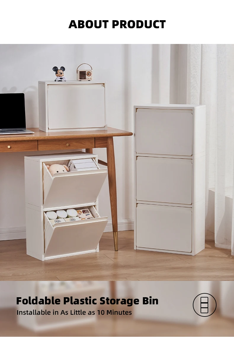 product wanuo 3 tier pure white plastic drawer cabinet minimalist plastic storage drawer cabinet foldable simple plastic drawer cabinet-2