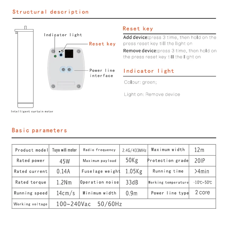 Tuya Smart WIFI Curtain Motor Smart Home Remote Control Voice Control Electric Opening and Closing Curtain Motor