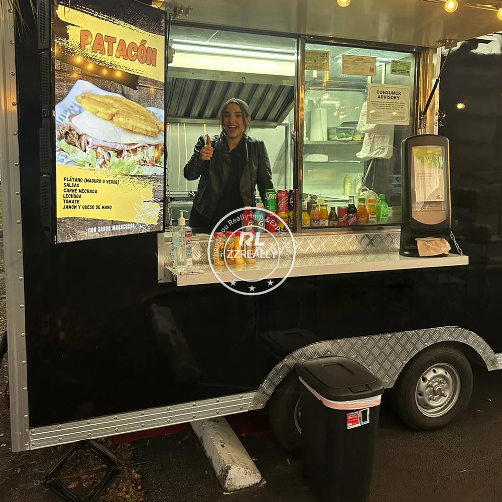 Customized Mobile Food Trailer with Kitchen Equipment Fast Food Truck Cart Europe Ice Cream Vending Van for Sale