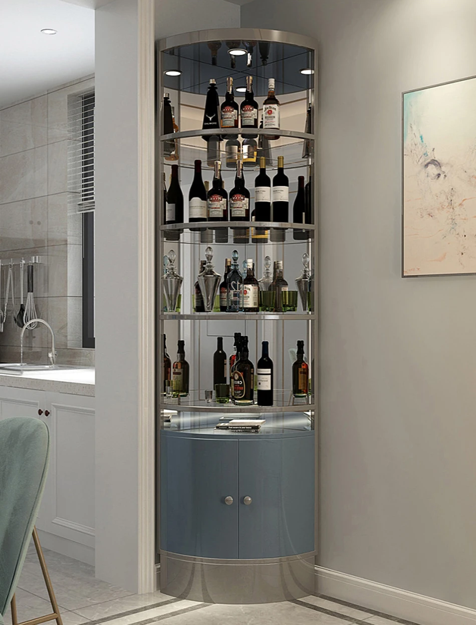 Modern Living Room Stainless Steel Wine Display Cabinet - Stylish ...