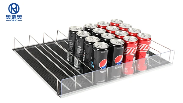 Intelligent Heavy Duty Double-Sided Gravity Roller Shelf System Sliding Supermarket Cooler Display for Products Pusher System