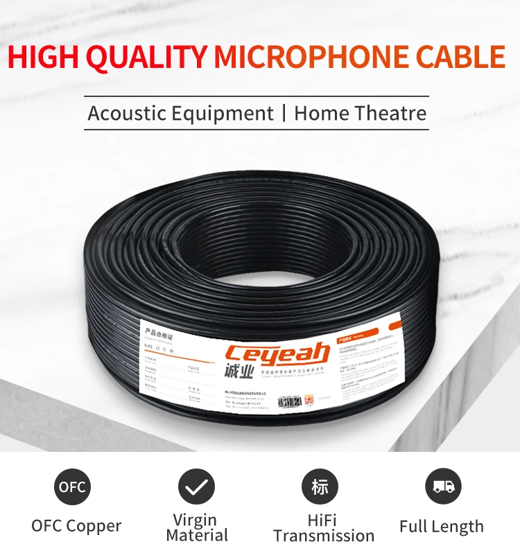 Ofc Copper 2 Core 24awg Twisted Shielded Microphone Cable Bulk 100m Xlr