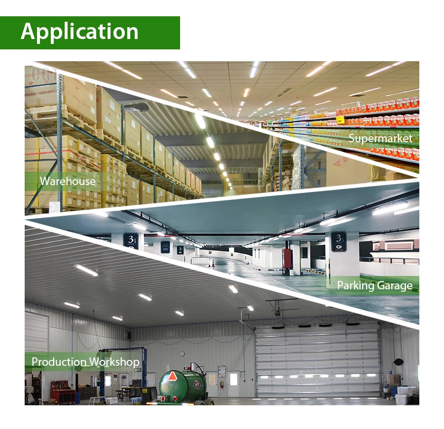 Vapor-tight Linear LED Garage Tube Light Vapor Tight Waterproof Fixture Dimmable IP66 LED Tri-proof Light