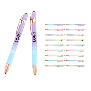 Promotional Metal Press Aluminum Ball Pen with Rose Gold Gradient Color Capacitive Touch Screen for Custom Logo Printing