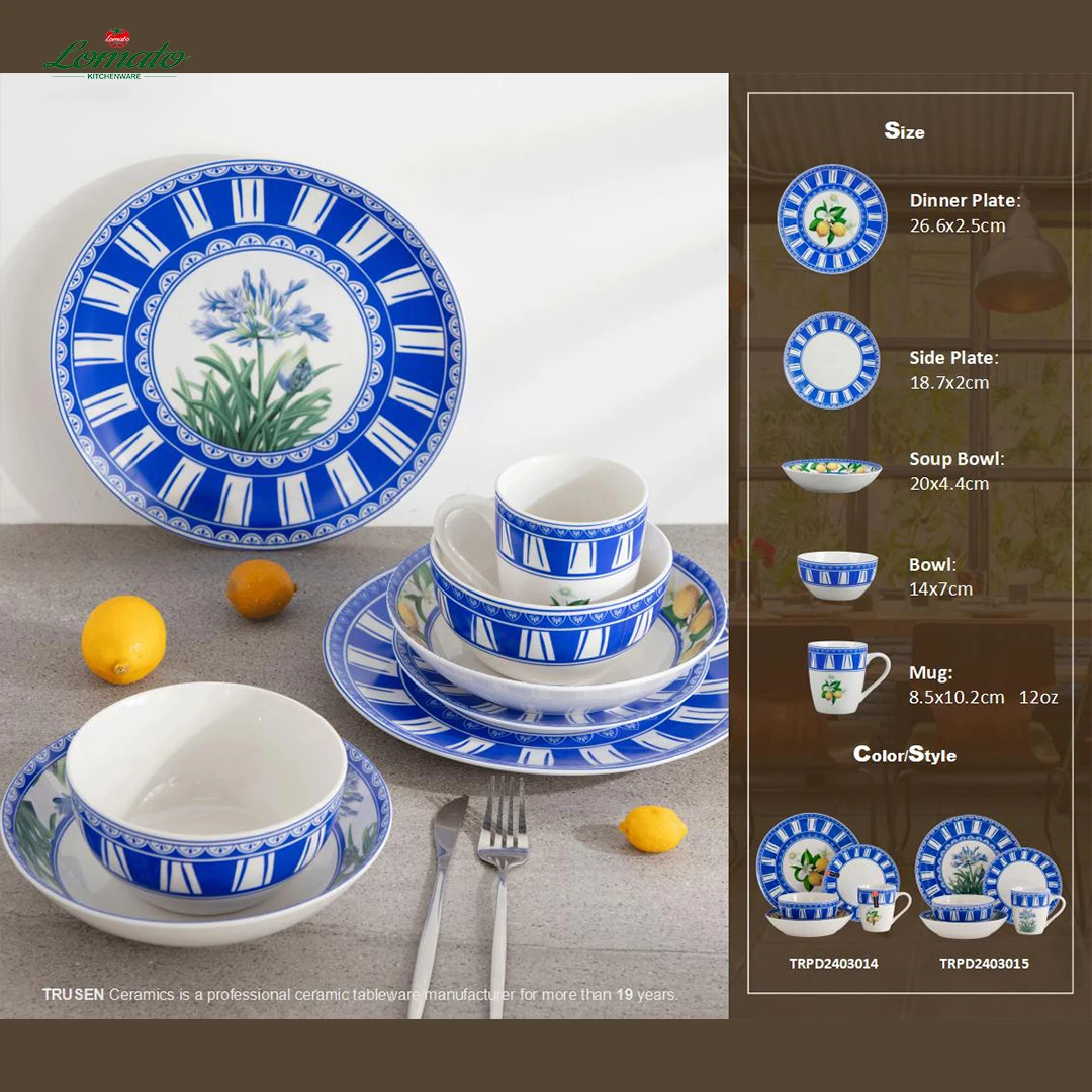 Non Harmful Porcelain Dinnerware Set Printed Ceramic Tableware for Safe Dining Experience