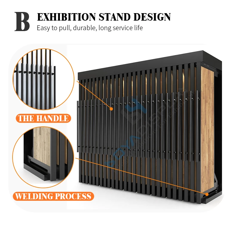 Custom Pull Push Rotate Hardwood Flooring Frame Parquet Laminate Floors Oak Stand Showroom Sliding Wooden Flooring Display Rack