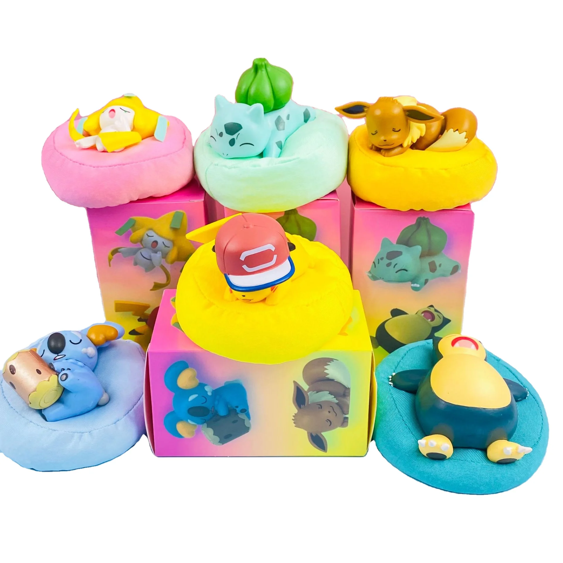 Poke Mon Squirtle Charmander Scene Boxed Action Figure Pika Chu Sleeping Pokemoned Series Trend Blind Box