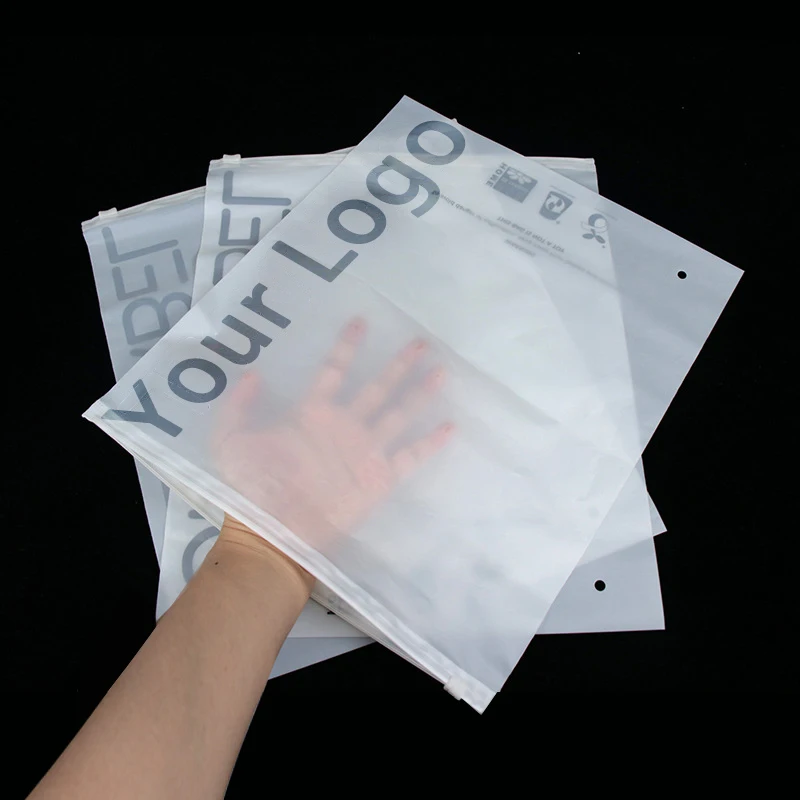 Custom Matte/frosted Biodegradable Cornstarch Zipper Bag Pla Zip Lock Clothing Bags with Logo