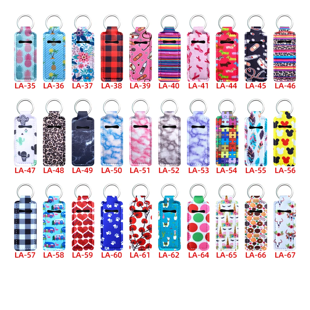 Neoprene Keychain Wristlet With Chapstick Holder Chapstick Holder Bulk