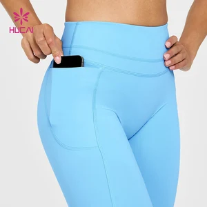 HUCAI Custom Premium Polyester Spandex Tummy Control Push up High Waist Fitness Gym Yoga Pants Leggings with Pocket