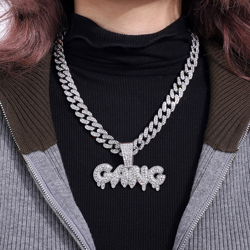 Collier Chaîne Hip Hop En Acier Inoxydable Doré 3mm X 30" Avec Pendentif Diamant De Laboratoire
