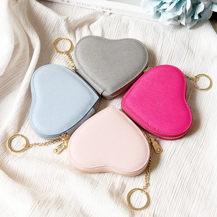  JSGM Heart Shape Cute Coin Purse - Small Keychain Coin Pouch,  Can Put Key Chain Coins Bills Jewelry Earphones, Suitable for Ladies and  Womens Wear, Valentines Day Gifts for Her(Multiple Colour) 