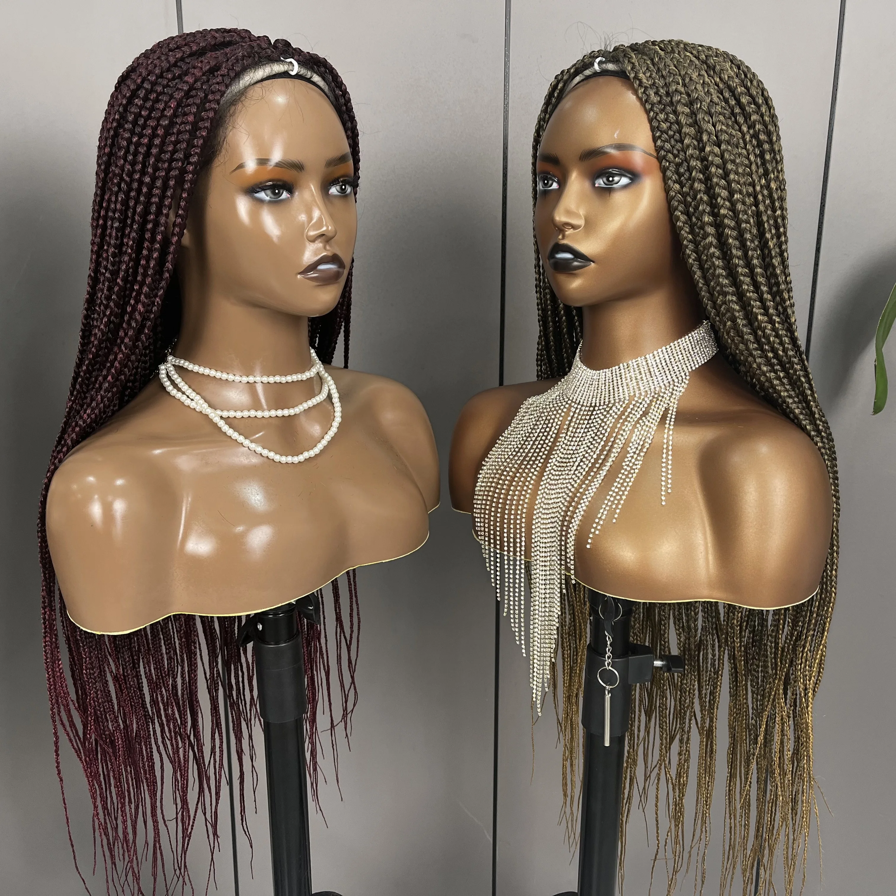 Hand Made Glueless Afro Thin Braid Hd Lace Synthetic Hair Wigs Full Lace Braided Wigs for Black Women - Image 5