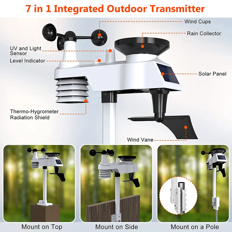 Outdoor WiFi Wireless Digital LCD Display Portable Weather Station - China Portable  Weather Station, Digital Portable Weather Station