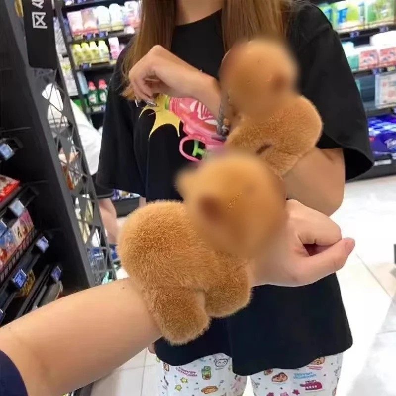 Cute Soft Capivara  Circle Hand Band Plush Capybara Bracelet Plush Bracelet Huggers Wristband Bracelet for Kids