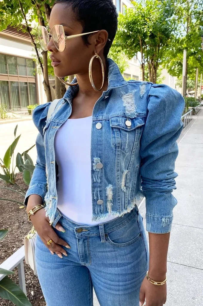 Crop Top Style Denim Jacket 