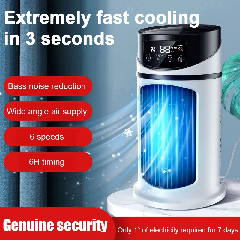 Mini Plastic Electric Evaporative Air Cooler Fan with Bladeless Design 3-Second Fast Cooling & Timer for RV Car & Bedroom Use