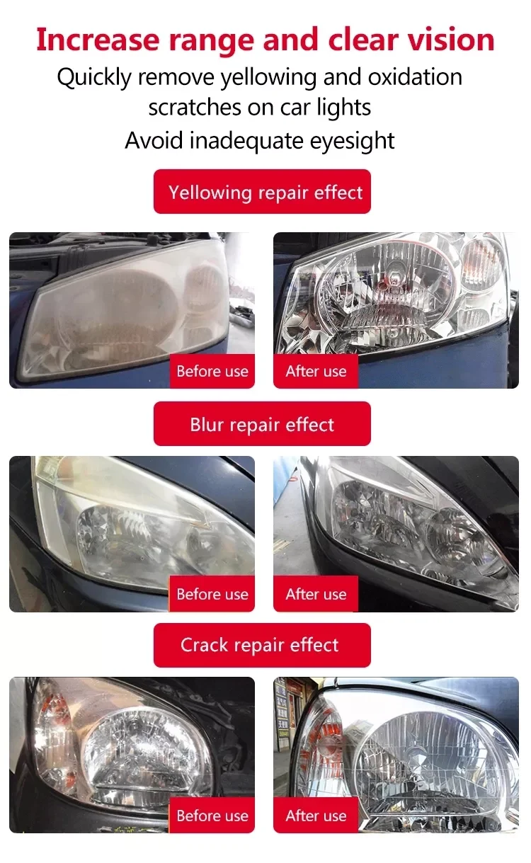 Car Headlight Cover Lens Restoration Repair Kit Car Headlight Cleaner  Polishing