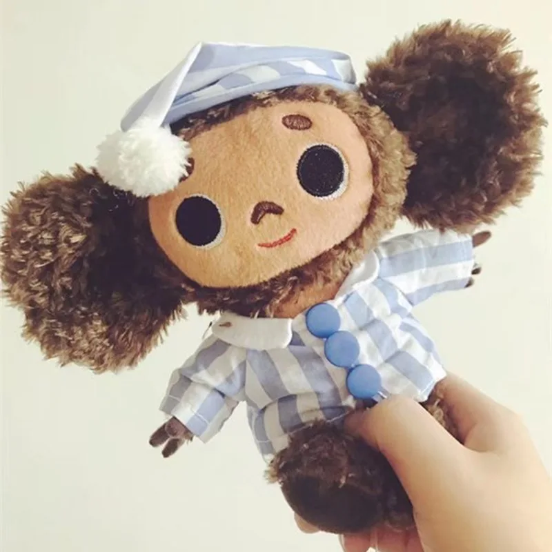 cute cheburashka plush toy big eyes monkey with clothes soft doll Russia Anime 