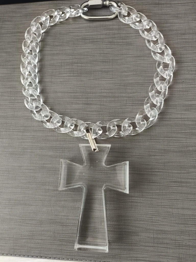 Collana Uomo Croce E Cobra - Ciondolo In Acciaio Inossidabile, Stile Hip Hop, Lunghezza 55cm