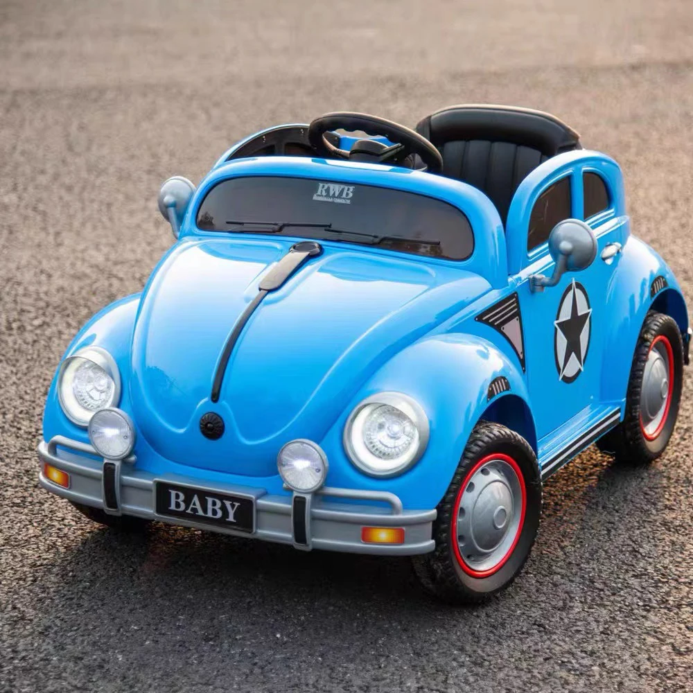 Cute Cartoon-Style Early Education Intelligence Unisex Metal Electric Four-Wheel Off-Road Beetle Ride-On Toy Car Remote 2 4