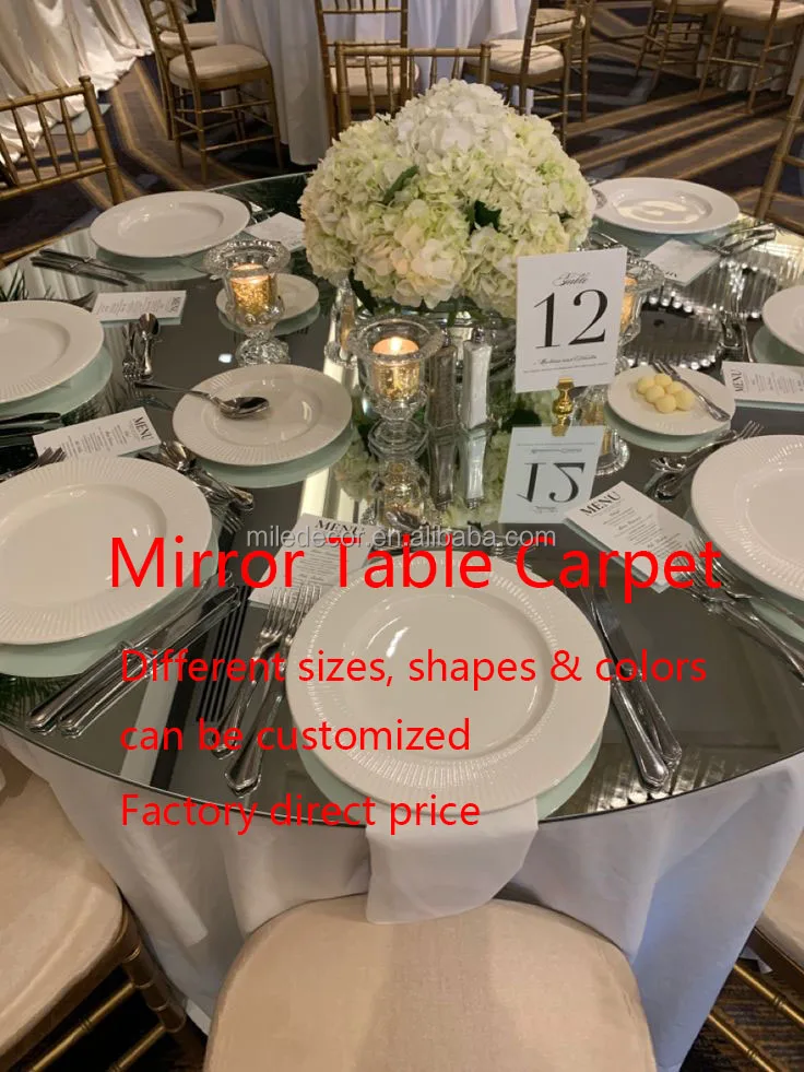 Hot Selling Round Bevel Mirror Table Toppers Mirror Table Sheet Gold
