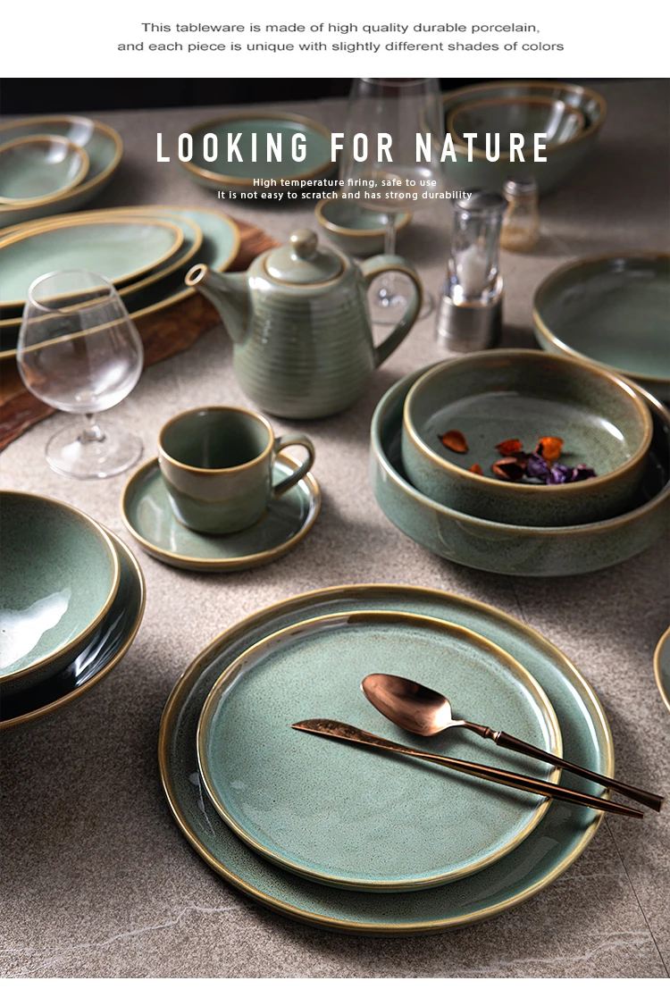 Special Stoneware Nordic Green Geschirr Chinaware Speckled Handpainted ...