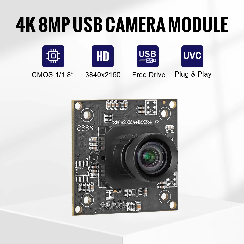 IMX334 8MP USB Camera Module 4K CMOS 3840*2160 30fps for Industrial Machine Vision manufacture