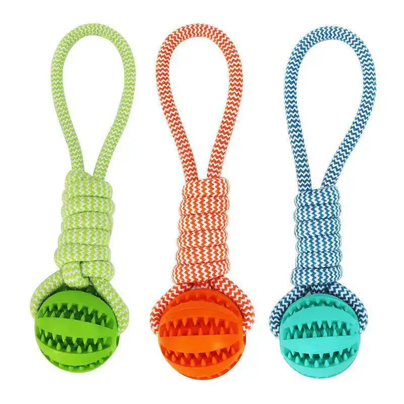 Rubber Pet Rope Ball Toys Resistant Molar Teeth Food Dispensing Bite