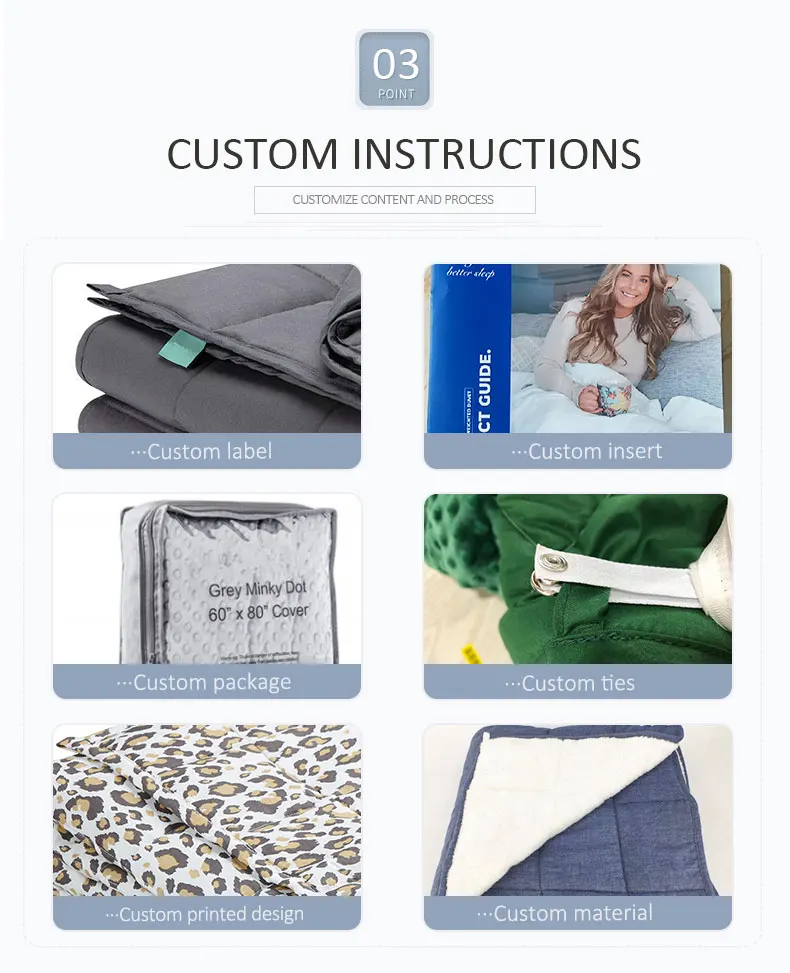 Custom Bamboo Cooling Weighted Blanket Adult Sensory 150x200cm 15lbs