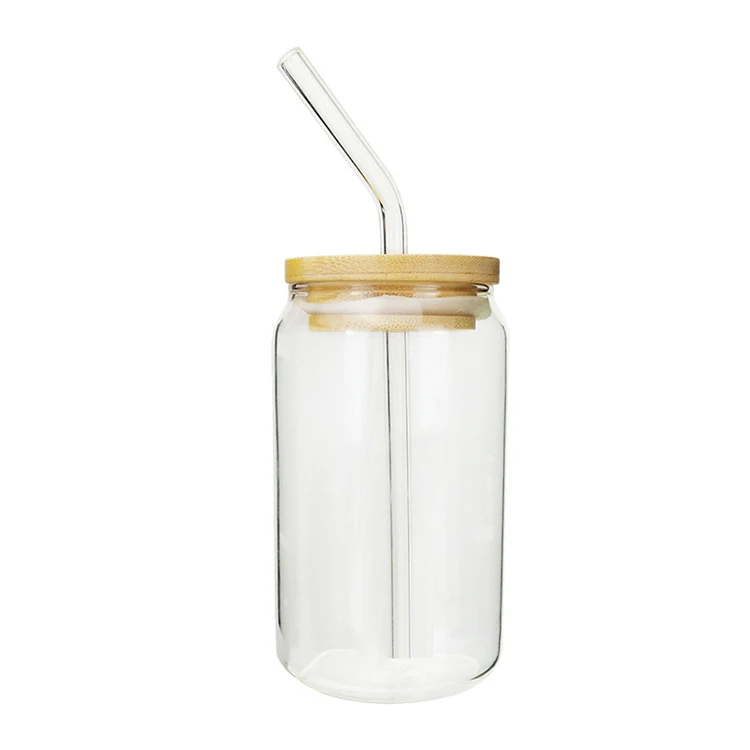 Glass Cups With Lids And Straws, 395 Ml/580 Ml Drinking Glasses