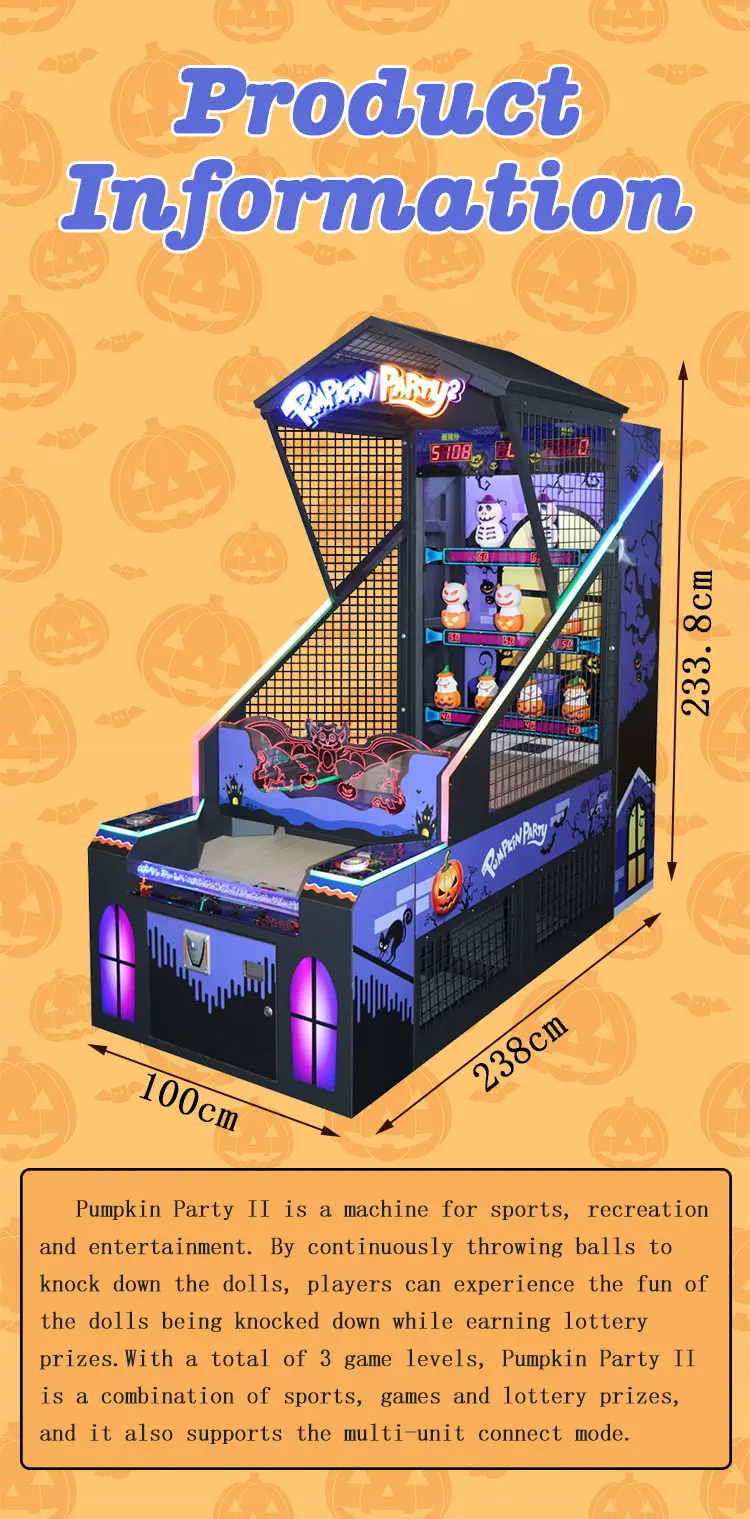 Funpark Factory Direct Amusement Throw Balls Ticket Pumpkin Party 2 Redemption Coin Operated Games for Game Center supplier